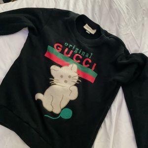 Gucci Unisex Black Kitten Pull Over Sweater